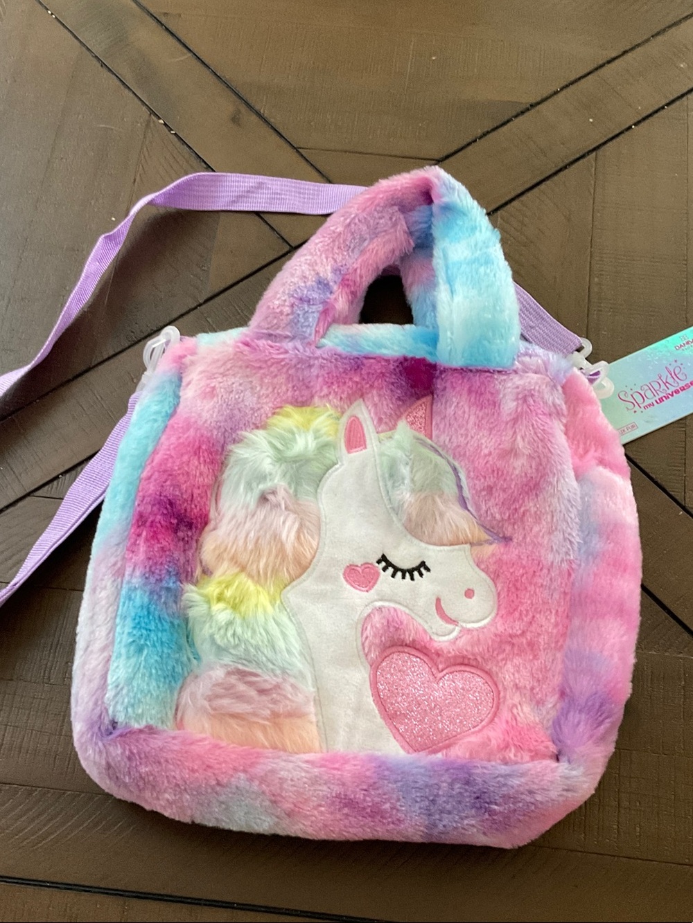 Sparkle Heart Unicorn Plush Kids Shoulder Bag - Pink Multicolor
